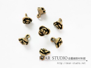 7mm玫瑰吊飾（青銅/銀色）-10入